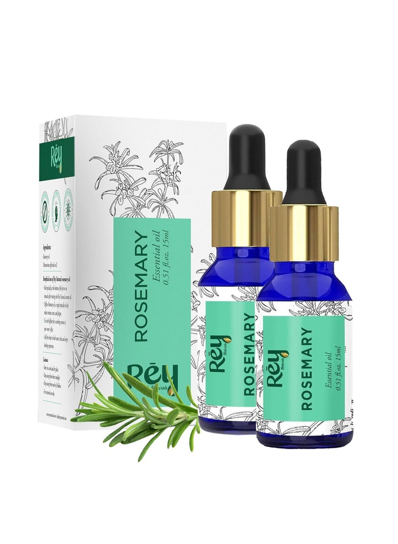 ري زيت إكليل الجبل العطري من ري ناتشورالز | إكليل الجبل لنمو الشعر | مفيد للبشرة والجسم وشعر ناعم ولامع | نقي وغير دهني | للتحكم في تساقط الشعر وتحفيز نموه للنساء والرجال - 15 مل - Image 1